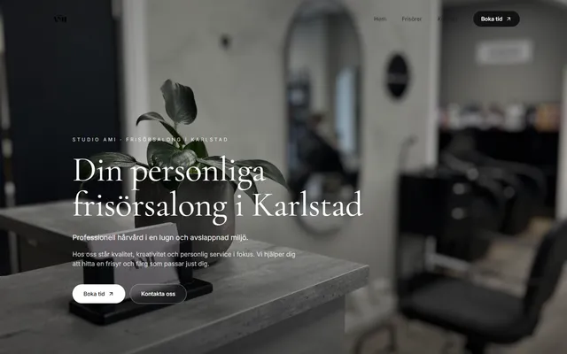 Startsidan på studioami.se i en dator